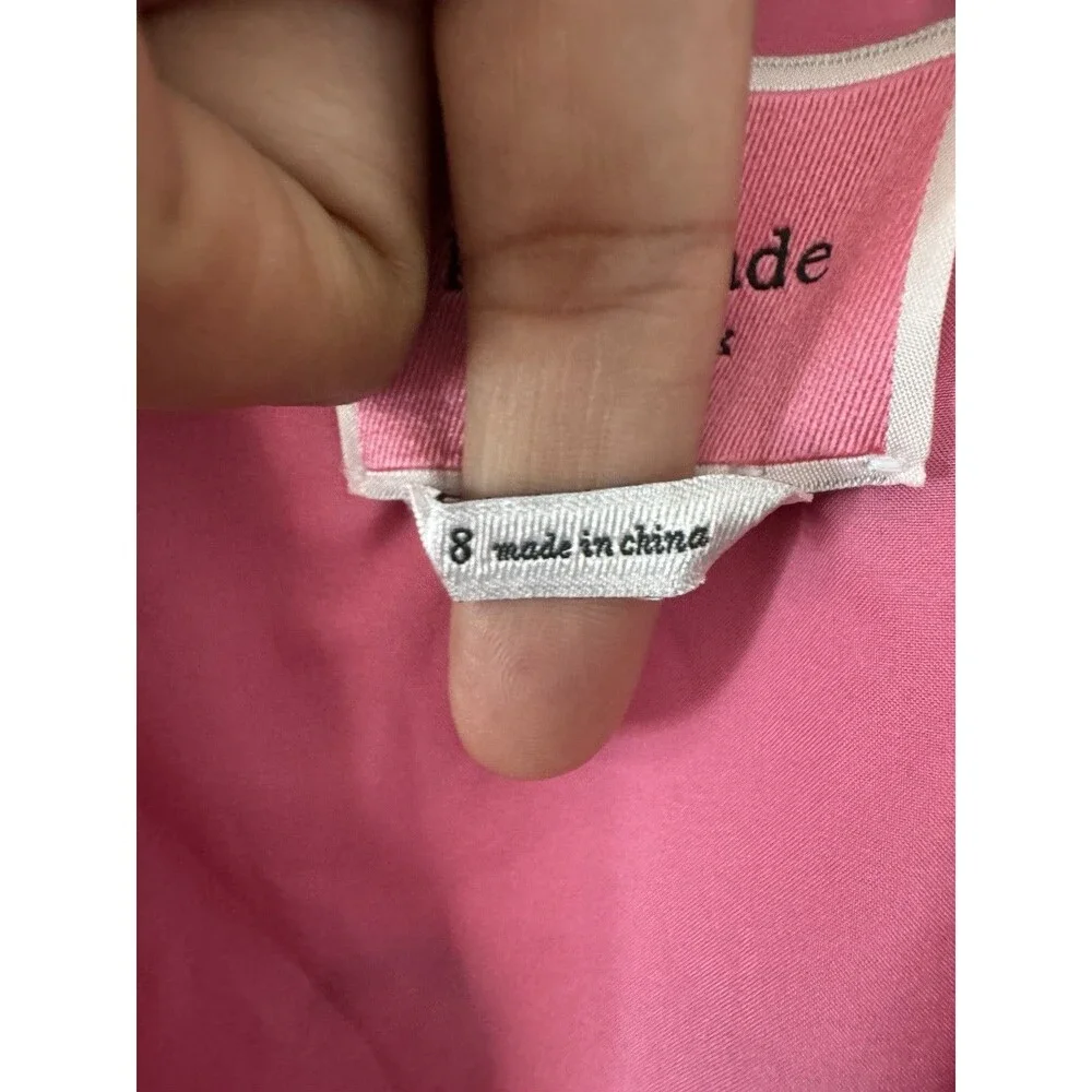 Kate Spade New York Womens Pink Cherry Print Short Sleeve Dress Pockets Size 8